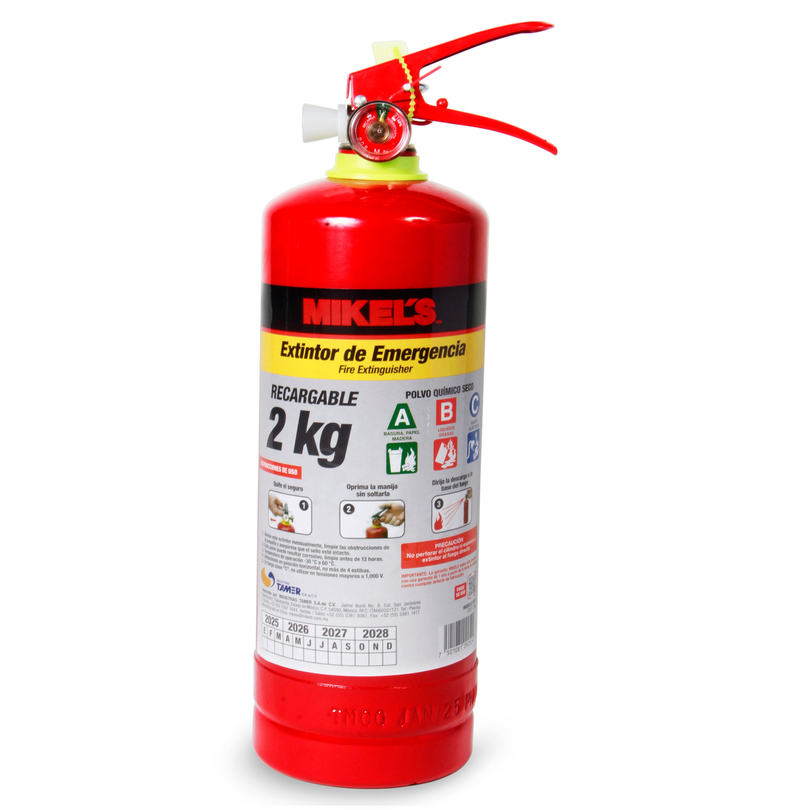 Extintor de emergencia recargable (2 kgs)