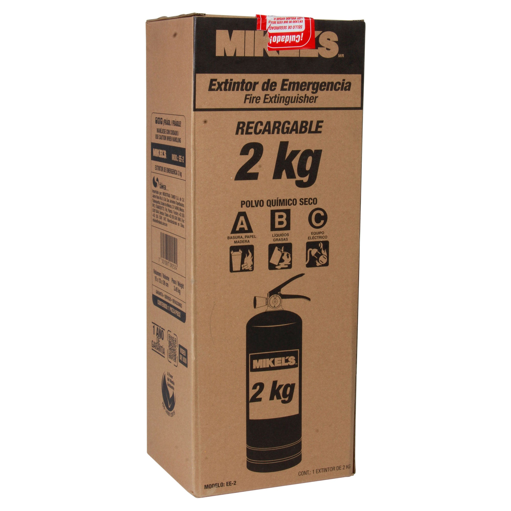 Extintor de emergencia recargable (2 kgs)