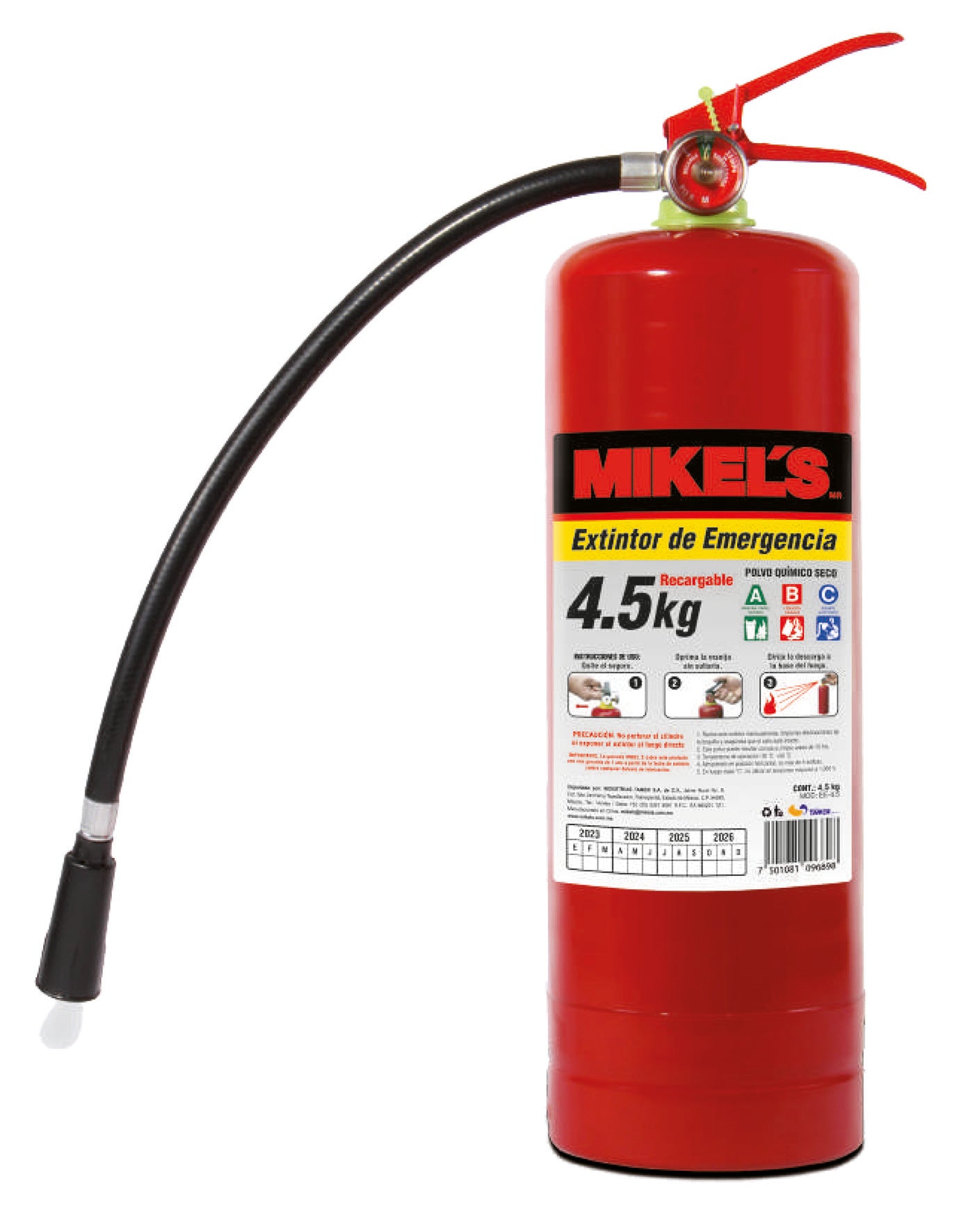 Extintor de emergencia recargable (4.5 kgs)