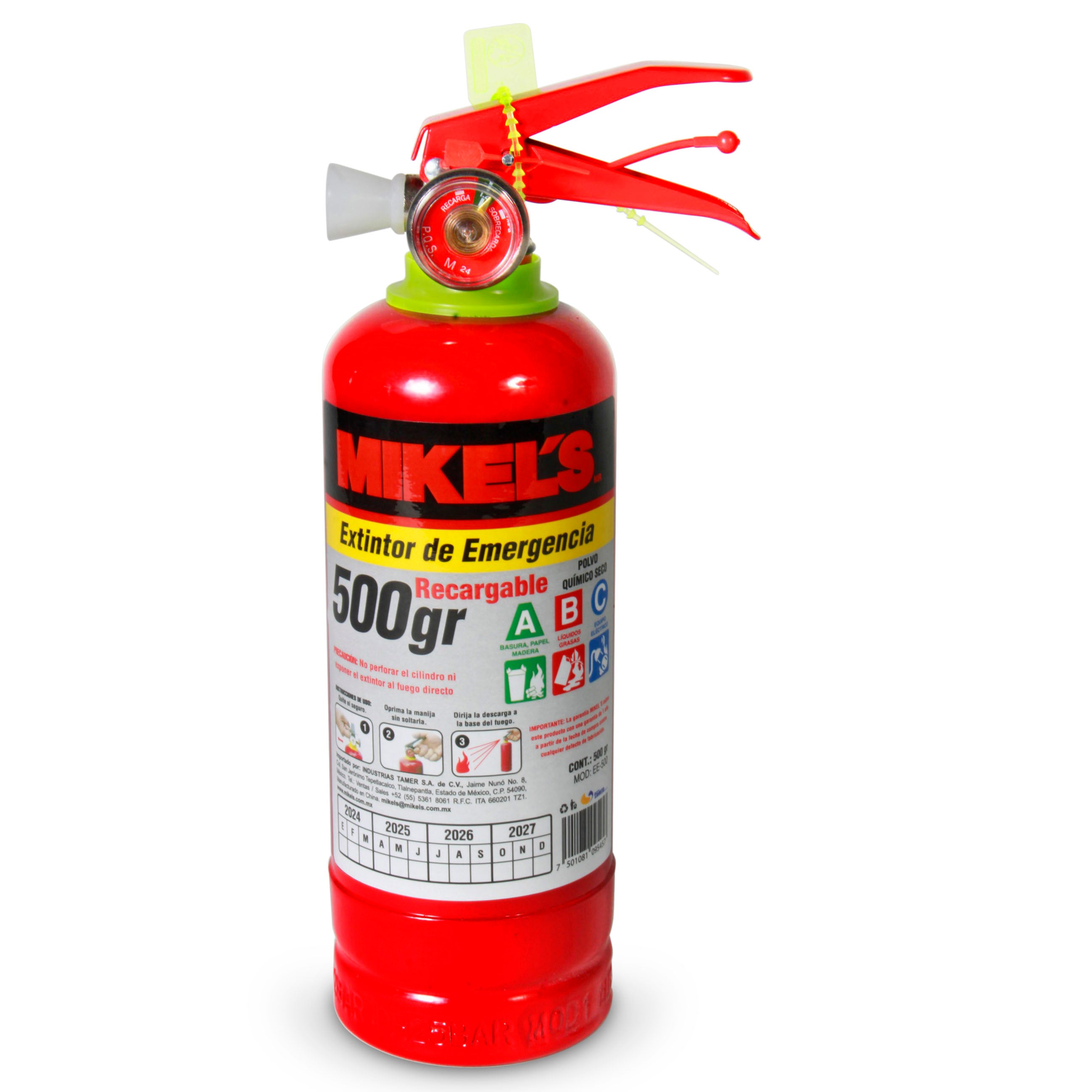 Extintor de emergencia recargable (500 grs)