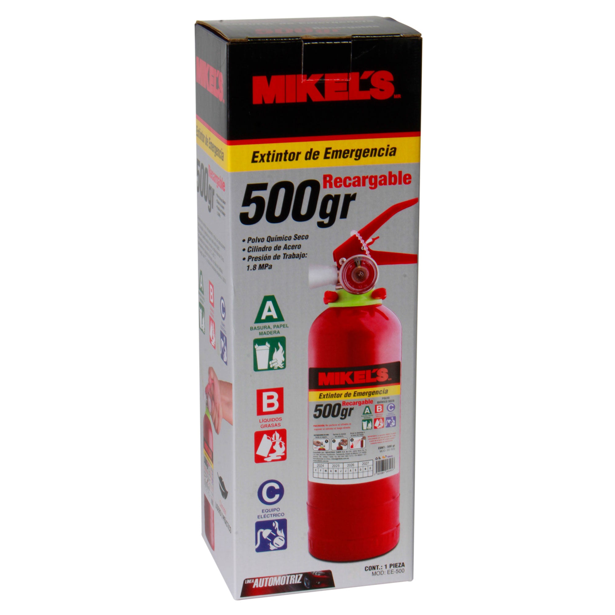 Extintor de emergencia recargable (500 grs)