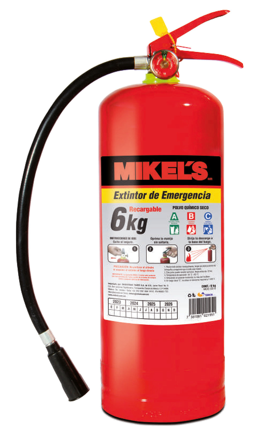 Extintor de emergencia recargable  (6 kgs)