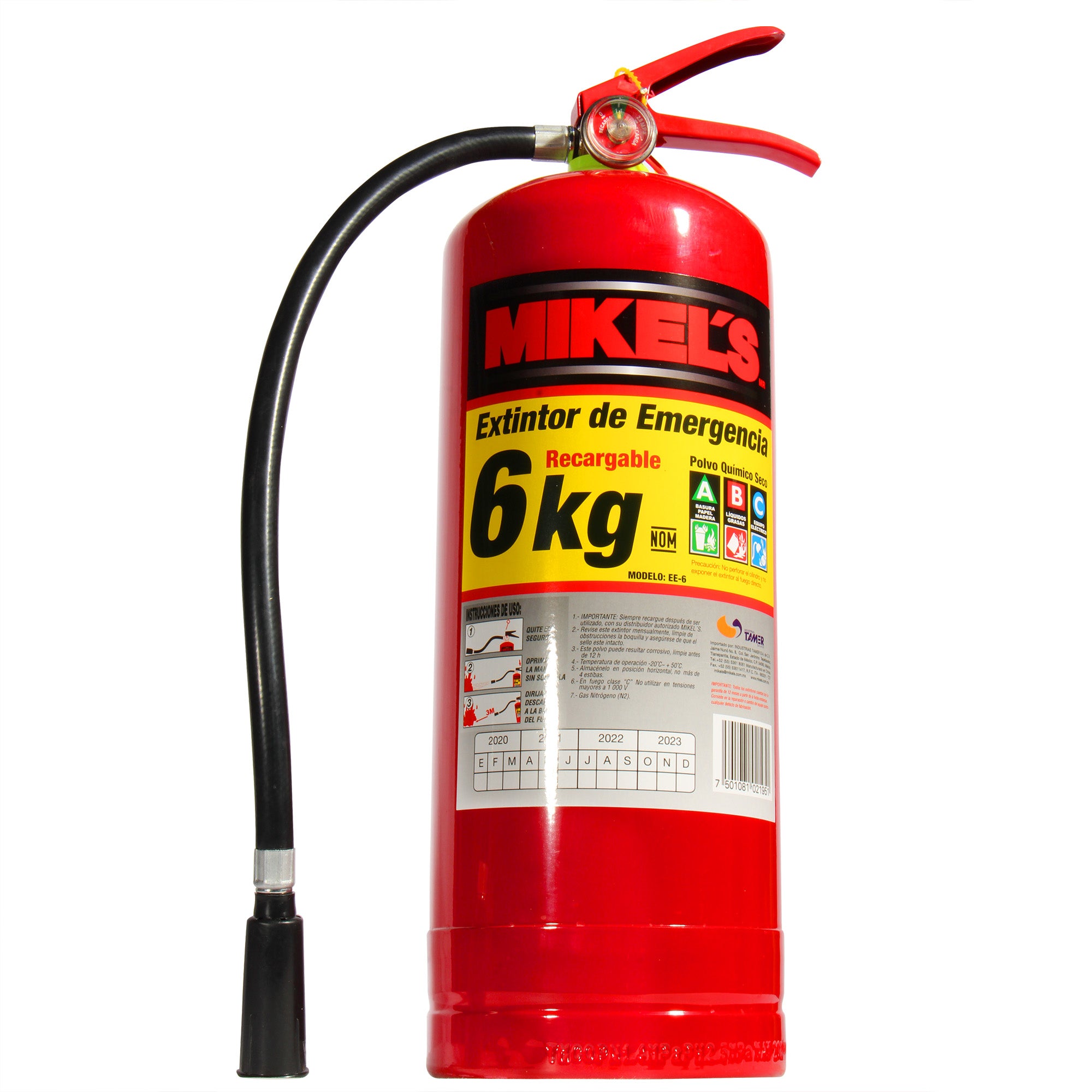 Extintor de emergencia recargable  (6 kgs)