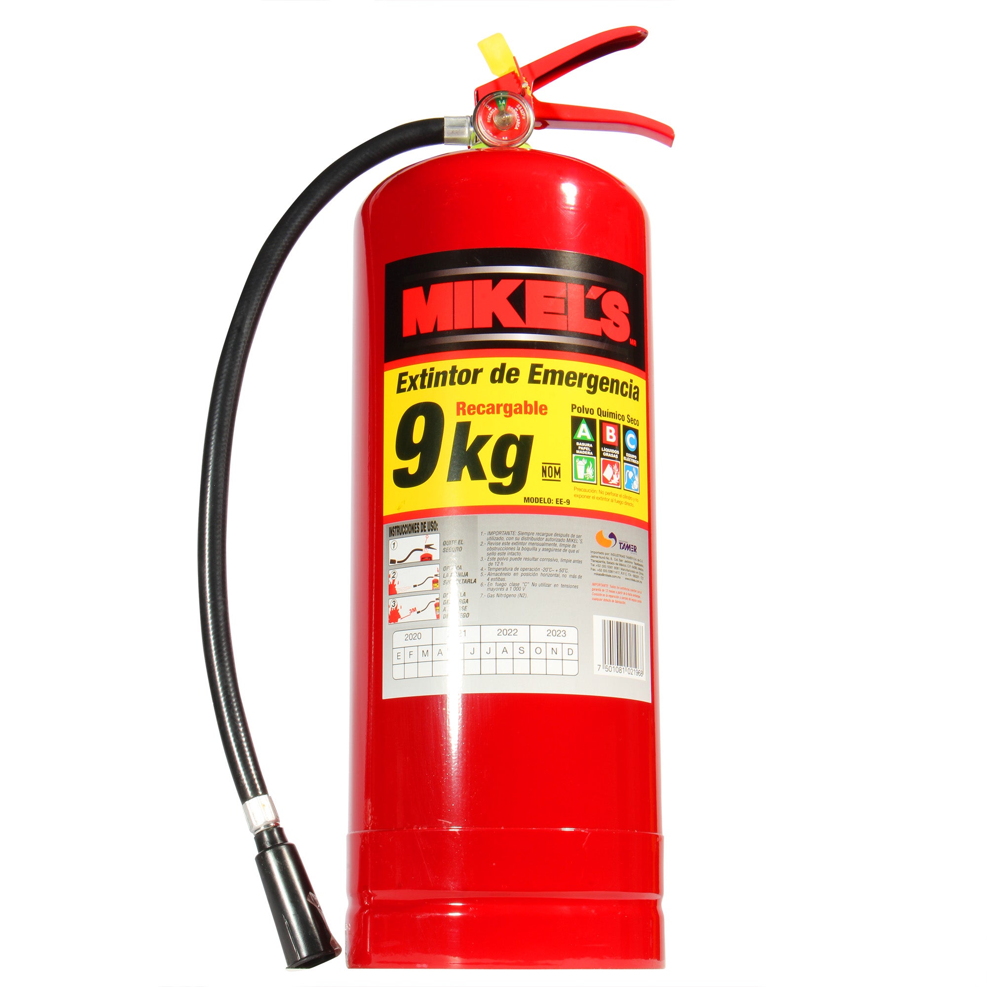 Extintor de emergencia recargable  (9 kgs)