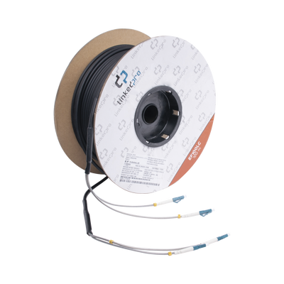 LINKEDPRO BY EPCOM - Carrete de Fibra Óptica Monomodo con Conectores LC-LC Duplex, Reforzada con Kevlar, de 100 Metros (328.08 Pies), Para Instalaciones Subterráneas por Tubería