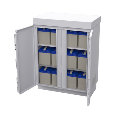 EPCOM INDUSTRIAL - Gabinete de Lámina Galvanizada para  Baterías (Hasta 12 Baterías PL110D12) y Equipo de Comunicación.