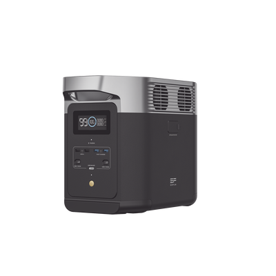 ECOFLOW - Estación de Energía Portátil Delta 2 1024Wh Litio LFP / 6 AC 1800 W (Max. 2200W) / 2 USB-C 100W / Capacidad para Aumentar Respaldo / Cargador de Coche 10A a 12.6V / Conectividad WiFi y Bluetooth (App) / Carga Solar 500W Max.
