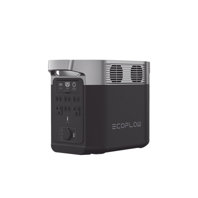 ECOFLOW - Estación de Energía Portátil Delta 2 1024Wh Litio LFP / 6 AC 1800 W (Max. 2200W) / 2 USB-C 100W / Capacidad para Aumentar Respaldo / Cargador de Coche 10A a 12.6V / Conectividad WiFi y Bluetooth (App) / Carga Solar 500W Max.