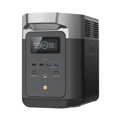ECOFLOW - EcoFlow DELTA 2 MAX | Estación de Energía Portátil 2048Wh Litio LFP / 6 AC 2400 W (Max. 3400W) / 2 USB-C 100W / Capacidad para Aumentar Respaldo / Soporta Cargador de Coche 10A a 12.6V / Conectividad WiFi y Bluetooth (App) / Carga Sol