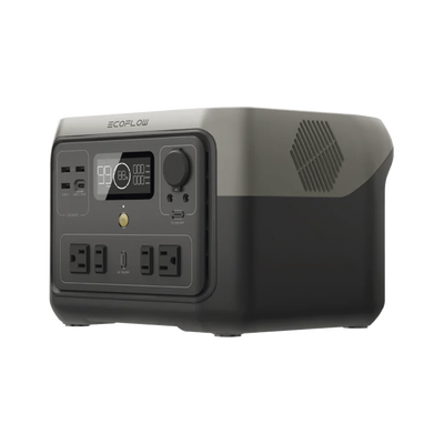 ECOFLOW - EcoFlow River 2 Max | Estación de Energía Portátil 512Wh Litio LFP / 4 AC 500 W (Max. 1000W) / 1 USB-C 100W / 3 USB -A 12W / Cargador de Coche 8A a 12 o 24V / Conectividad WiFi y Bluetooth (App) / Carga Solar 220W Max.