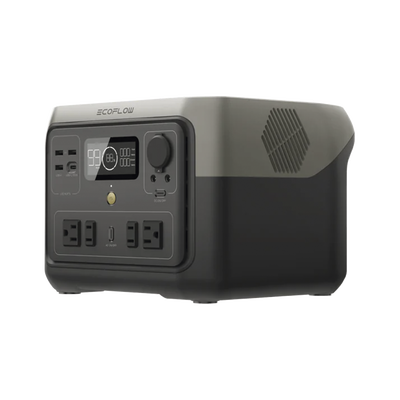 ECOFLOW - EcoFlow River 2 Max | Estación de Energía Portátil 512Wh Litio LFP / 4 AC 500 W (Max. 1000W) / 1 USB-C 100W / 3 USB -A 12W / Cargador de Coche 8A a 12 o 24V / Conectividad WiFi y Bluetooth (App) / Carga Solar 220W Max.