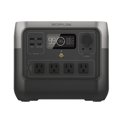 ECOFLOW - EcoFlow River 2 Pro | Estación de Energía Portátil 768Wh Litio LFP / 4 AC 800W (Max. 1600W) / 1 USB-C 100W / 3 USB -A 12W / Cargador de Coche 10A, 126W Max. / Conectividad WiFi y Bluetooth (App) / Carga Solar 220W Max.