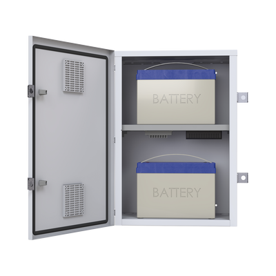 EPCOM INDUSTRIAL - Gabinete para instalación de 2 Baterías PL110D12, Fabricado en Lámina Galvanizada, Accesorios para piso o poste (No incluidos)
