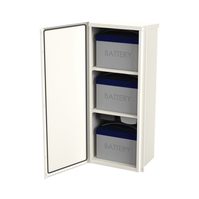 EPCOM INDUSTRIAL - Gabinete Acero Galv. para 3 Bat. PL110D12. Puerta Sin Ventilación. Acc. de piso o poste No incluidos (400 x 1060 x 300mm).