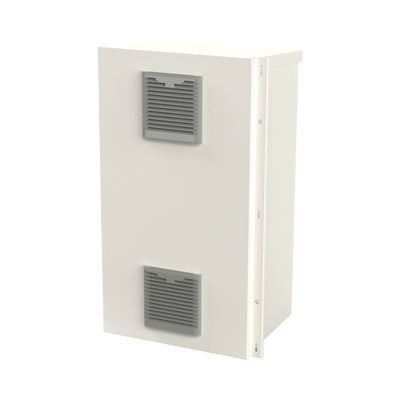EPCOM INDUSTRIAL - Gabinete Acero Galv. para 2 Baterías PL110D12  (400 x 730 x 300mm). Puerta Ventilada. Acc. para piso o poste No incluidos.