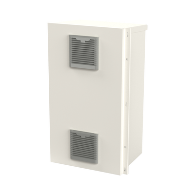 EPCOM INDUSTRIAL - Gabinete Acero Galv. para 2 Baterías PL110D12  (400 x 730 x 300mm). Puerta Ventilada. Acc. para piso o poste No incluidos.