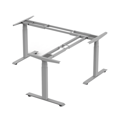 EPCOM INDUSTRIAL - Base de Escritorio Motorizado Profesional Tipo L (3 Columnas) / Altura Ajustable 60-125cm / Estructura Estable / Funcionamiento Suave / 4 Preset de Posiciones / Color Gris / Soporta hasta 150Kg de carga
