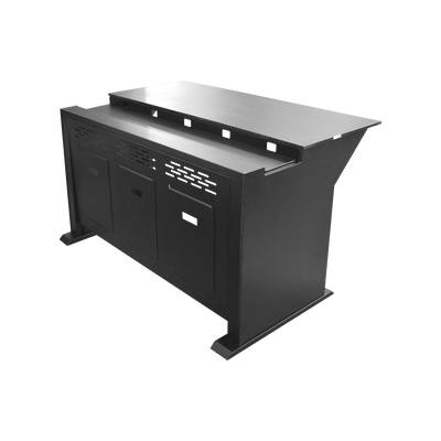 EPCOM INDUSTRIAL - Escritorio Estación Mobiliaria Profesional de Monitoreo y Control / Videovigilancia / Acceso / Alarmas / Etc... / Metal Negro y Madera Tono Oscuro
