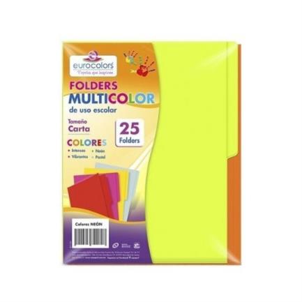 EUROCOLORS - Folder Eurocolors Multicolor Arcoíris Neón C/25 Pzas