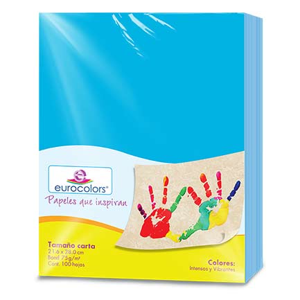 EUROCOLORS - Papel Cortado Eurocolors Carta Azul Celeste C/100
