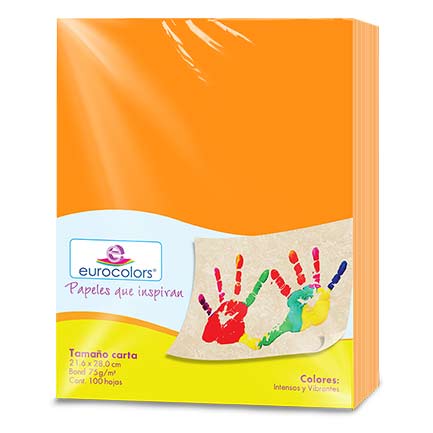 EUROCOLORS - Papel Cortado Eurocolors Carta Naranja Vibrante C/100