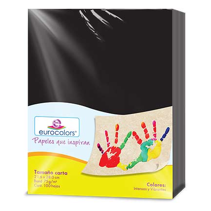 EUROCOLORS - Papel Cortado Eurocolors Carta Negro C/100