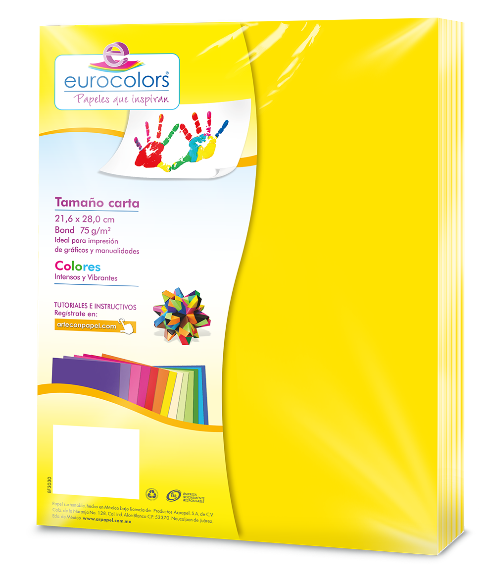 EUROCOLORS - Papel Cortado Eurocolors Carta Amarillo Neon C/100