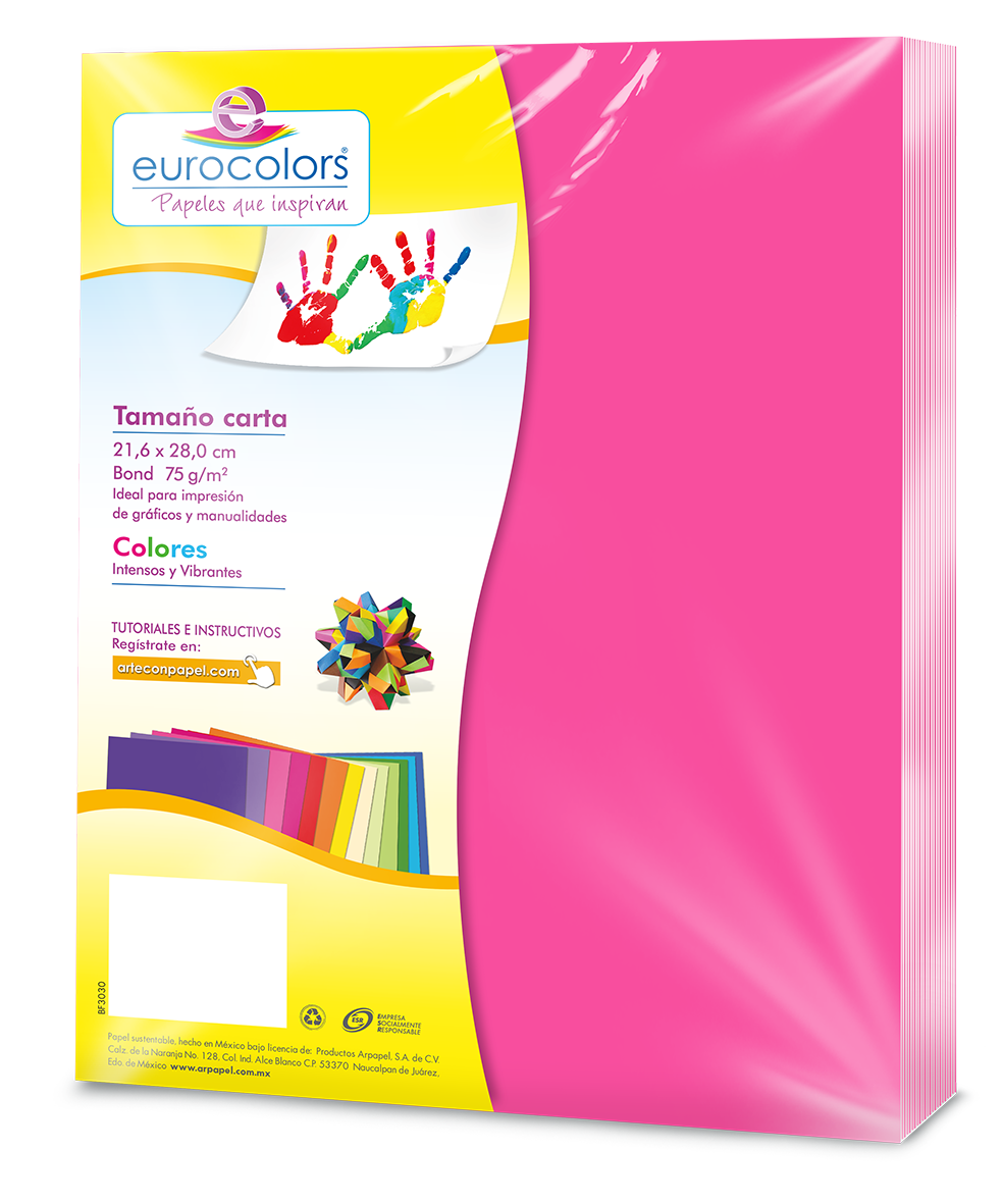 EUROCOLORS - Papel Cortado Eurocolors Carta Rosa Neon C/100