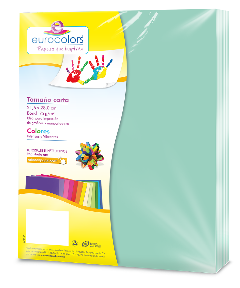 EUROCOLORS - Papel Cortado Eurocolors Carta Azul Pastel C/100