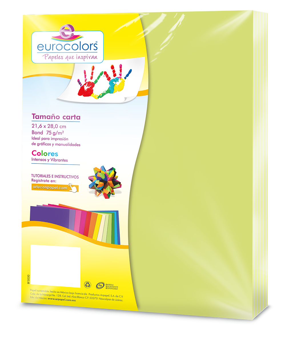 EUROCOLORS - Papel Cortado Eurocolors Carta Verde Pastel C/100