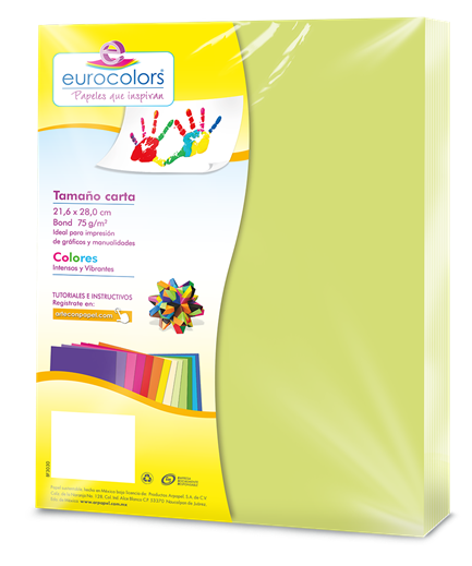 EUROCOLORS - Papel Cortado Eurocolors Carta Verde Pastel C/100