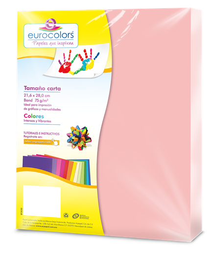 EUROCOLORS - Papel Cortado Eurocolors Carta Rosa Pastel C/100