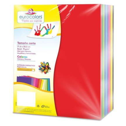 EUROCOLORS - Papel Cortado Eurocolors Carta Arcoiris 1000Hojas Paquete 10Colores