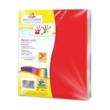 EUROCOLORS - Papel Cortado Eurocolors Carta Arcoiris Bright 100Hojas Paquete