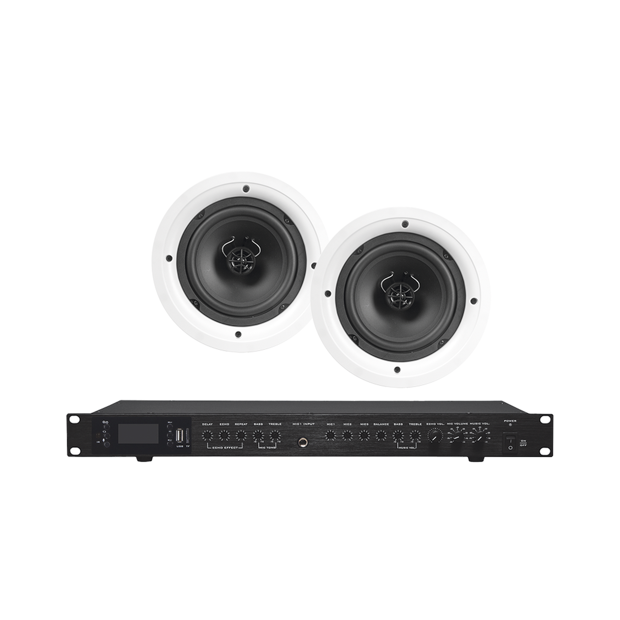EPCOM PROAUDIO - Amplificador de Audio con 2 Bocinas OL-5WT | 2 x 60W | Baja Impedancia 4 - 8Ω | Reproductor Bluetooth, USB, SD | Efectos Integrados Delay, Echo, Repeat