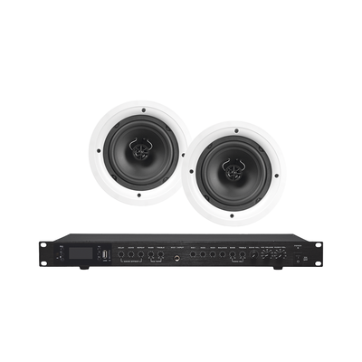 EPCOM PROAUDIO - Amplificador de Audio con 2 Bocinas SP6 | 2 x 60W | Baja Impedancia 4 - 8Ω | Reproductor Bluetooth, USB, SD | Efectos Integrados Delay, Echo, Repeat