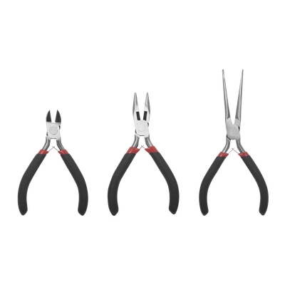 EPCOM POWERLINE - Juego de 3 Mini Pinzas de Corte de 5". Incluye: Pinza de Punta Redonda, Diagonal y Punta de Aguja.