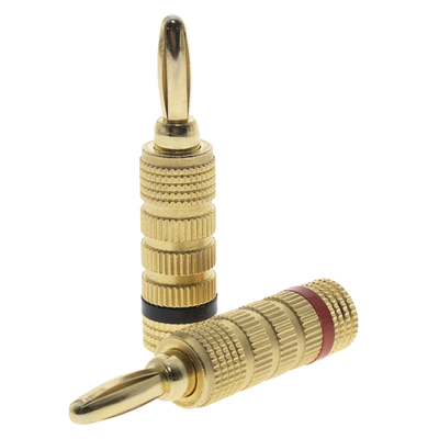 EPCOM PROAUDIO - Kit Conector Banana Tipo Tornillo para Bocinas | Instalaciones Profesionales de Audio | Chapado en Oro | Color Negro + Rojo (2 Piezas)