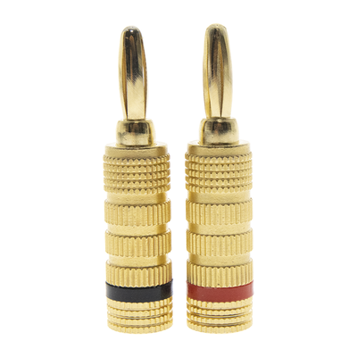 EPCOM PROAUDIO - Kit Conector Banana Tipo Tornillo para Bocinas | Instalaciones Profesionales de Audio | Chapado en Oro | Color Negro + Rojo (2 Piezas)
