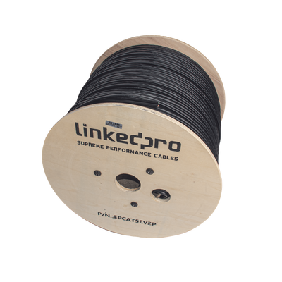LINKEDPRO BY EPCOM - Bobina de Cable Siamés Cat5e CCA + 2 Cables Gruesos (16 AWG) para Alimentar Cámaras Más Lejos / 305 Metros (1000 Pies) / Instalación en Exterior / Uso Industrial para Climas Extremos
