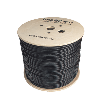 LINKEDPRO BY EPCOM - Bobina de Cable Siamés Cat5e CCA + 2 Cables Gruesos (16 AWG) para Alimentar Cámaras Más Lejos / 305 Metros (1000 Pies) / Instalación en Exterior / Uso Industrial para Climas Extremos