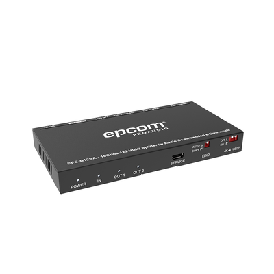 EPCOM PROAUDIO - Splitter HDMI 1x2 | 4K@60Hz | Extractor de Audio | Down Scaler | HDR  4:4:4 | EDID | 18Gbps