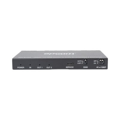EPCOM PROAUDIO - Splitter HDMI 1x2 | 4K@60Hz | Extractor de Audio | Down Scaler | HDR  4:4:4 | EDID | 18Gbps