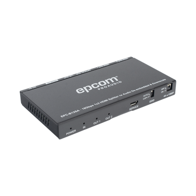 EPCOM PROAUDIO - Splitter HDMI 1x2 | 4K@60Hz | Extractor de Audio | Down Scaler | HDR  4:4:4 | EDID | 18Gbps