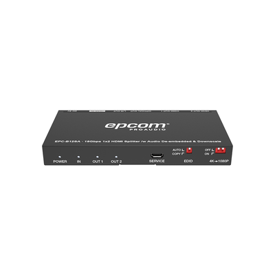 EPCOM PROAUDIO - Splitter HDMI 1x2 | 4K@60Hz | Extractor de Audio | Down Scaler | HDR  4:4:4 | EDID | 18Gbps