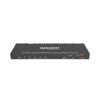EPCOM PROAUDIO - Splitter HDMI 1x4 | 1 Entrada a 4 salidas (Simultaneas) | 4K@60Hz | Extractor de Audio | Down Scaler | HDR  4:4:4 | EDID | 18Gbps