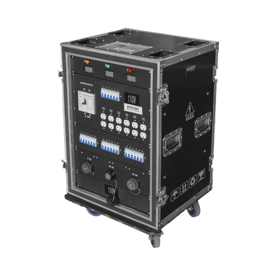 EPCOM PROAUDIO - Centro de carga movil para instalaciones temporales con conexión TIPO socapex a 110v Y 220V | RACK 16U