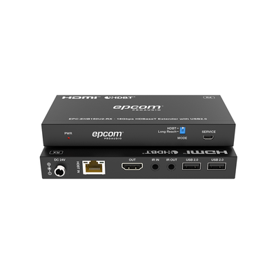 EPCOM PROAUDIO - Kit Extensor HDMI con KVM |  4K@60Hz 4:4:4 | 150m en 1080 | 120m en 4K | HDBaseT | USB 2.0 | IR Bidireccional | POC | EDID