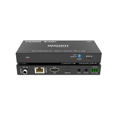 EPCOM PROAUDIO - Kit Extensor HDMI | HDBaseT | 70m en 4K@60Hz | Cat5e/6 | Gestión Avanzada EDID | Soporta ARC | Control IR Bidireccional | RS232 | PoC