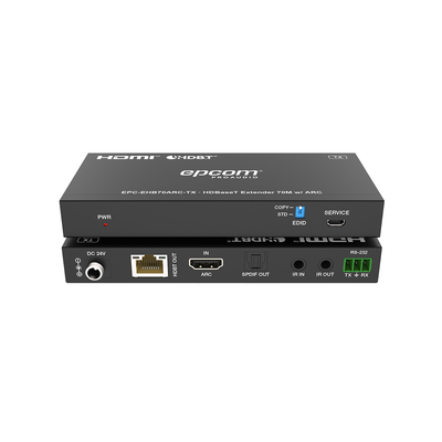 EPCOM PROAUDIO - Kit Extensor HDMI | HDBaseT | 70m en 4K@60Hz | Cat5e/6 | Gestión Avanzada EDID | Soporta ARC | Control IR Bidireccional | RS232 | PoC
